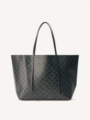 By Malene Birger Abi Printed Tote Tassen Charcoal | BE_BB19735