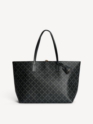 By Malene Birger Abigail Printed Tote Tassen Charcoal | BE_BB46381