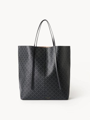 By Malene Birger Abrille Printed Tote Tassen Charcoal | BE_BB27489