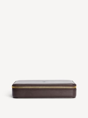 By Malene Birger Aya Cher Leather Jewellery Case Beauty Bags Donkerbruin | BE_BB57080