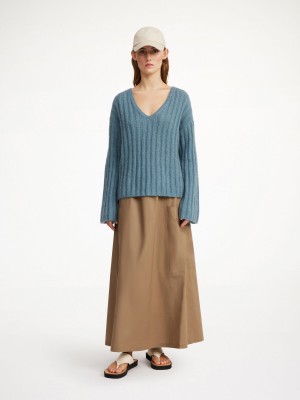 By Malene Birger Cimone Ribbed Sweater Gebreide Kleding Cool Water | BE_BB16086