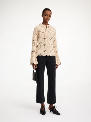 By Malene Birger Gwenevere Crochet Shirt Gebreide Kleding Oyster Gray | BE_BB46347