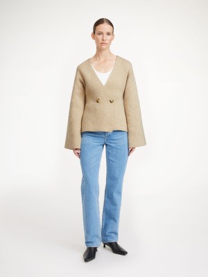 By Malene Birger Tinley Wool Cardigan Gebreide Kleding Beige | BE_BB75723