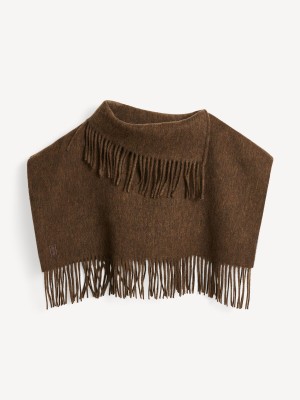 By Malene Birger Turtla Wool Fringe Bib Sjaals Shitake | BE_BB51030