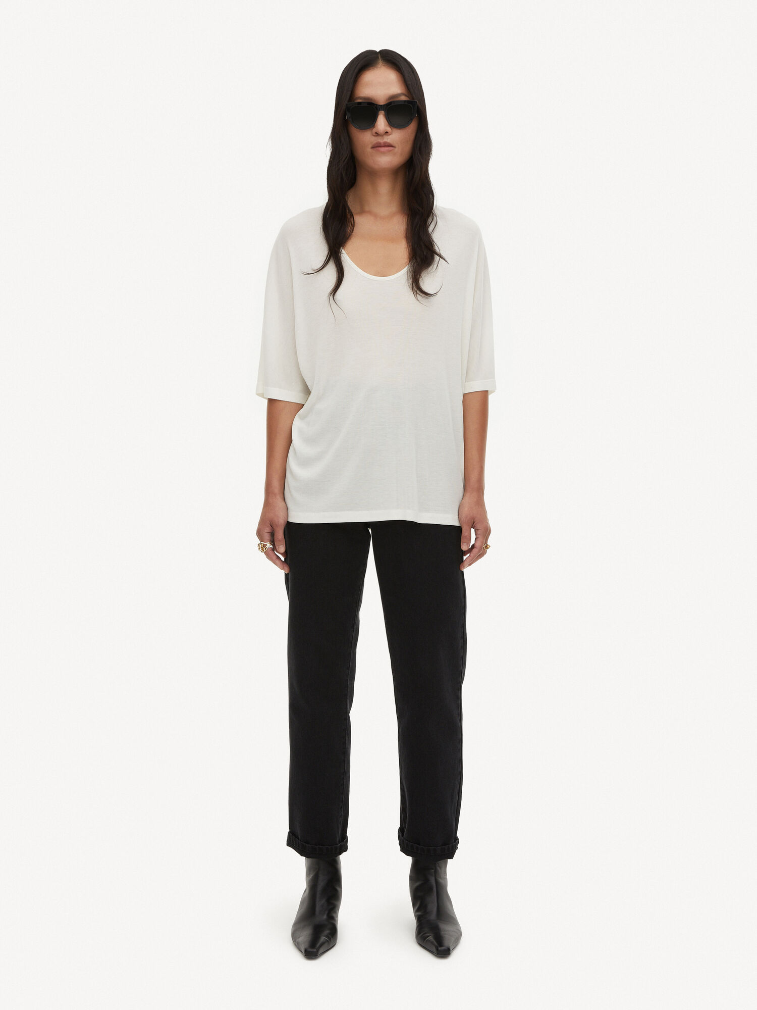 By Malene Birger Cevina Oversized T-shirt Topjes Wit | BE_BB97121