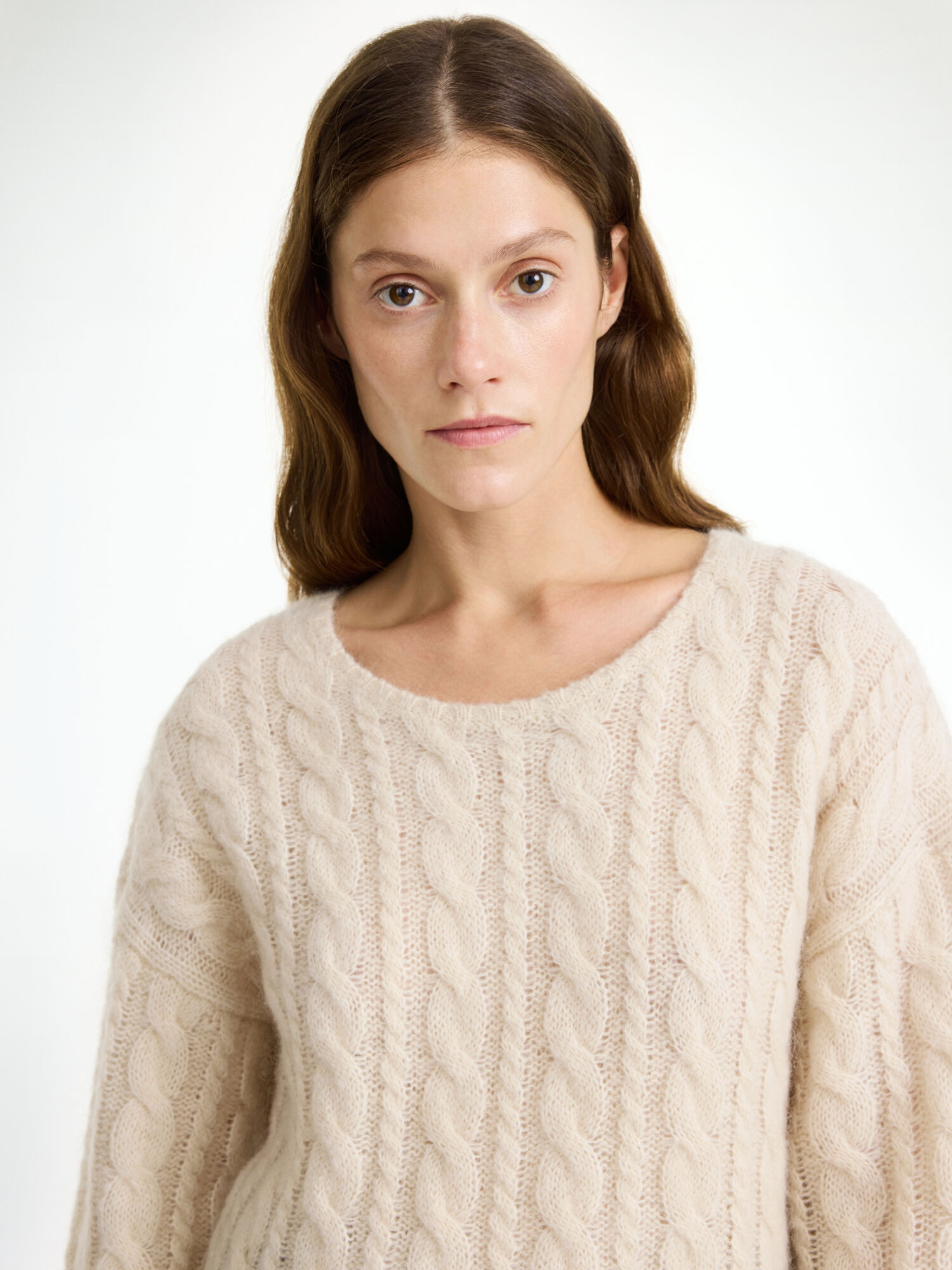 By Malene Birger Cierra Cable-knit Sweater Gebreide Kleding Oyster Gray | BE_BB63757