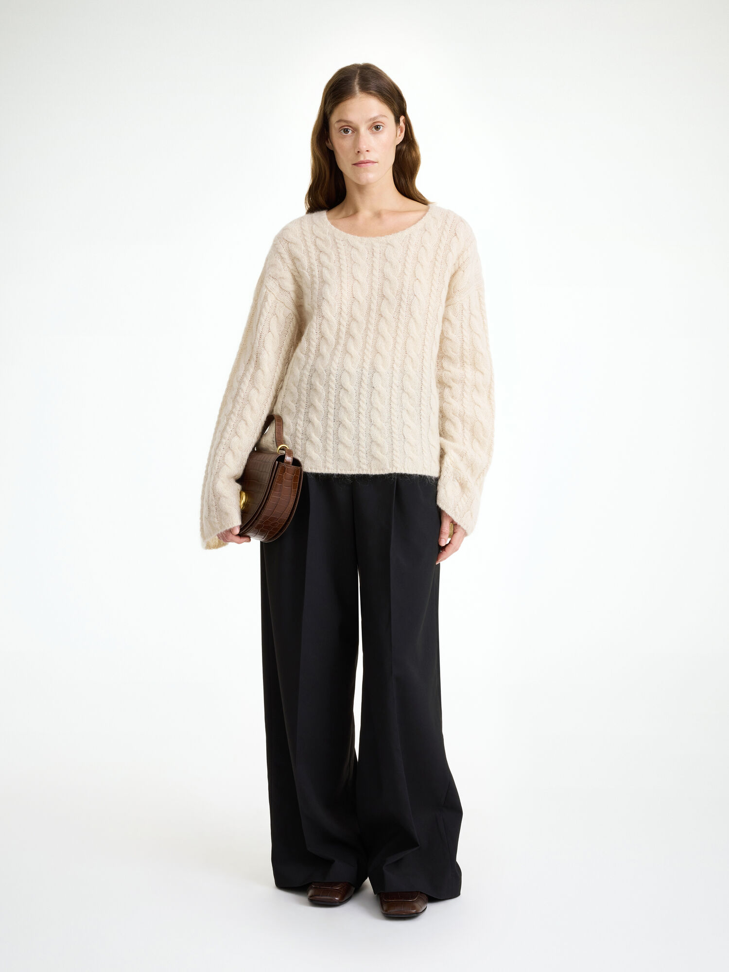 By Malene Birger Cierra Cable-knit Sweater Gebreide Kleding Oyster Gray | BE_BB63757