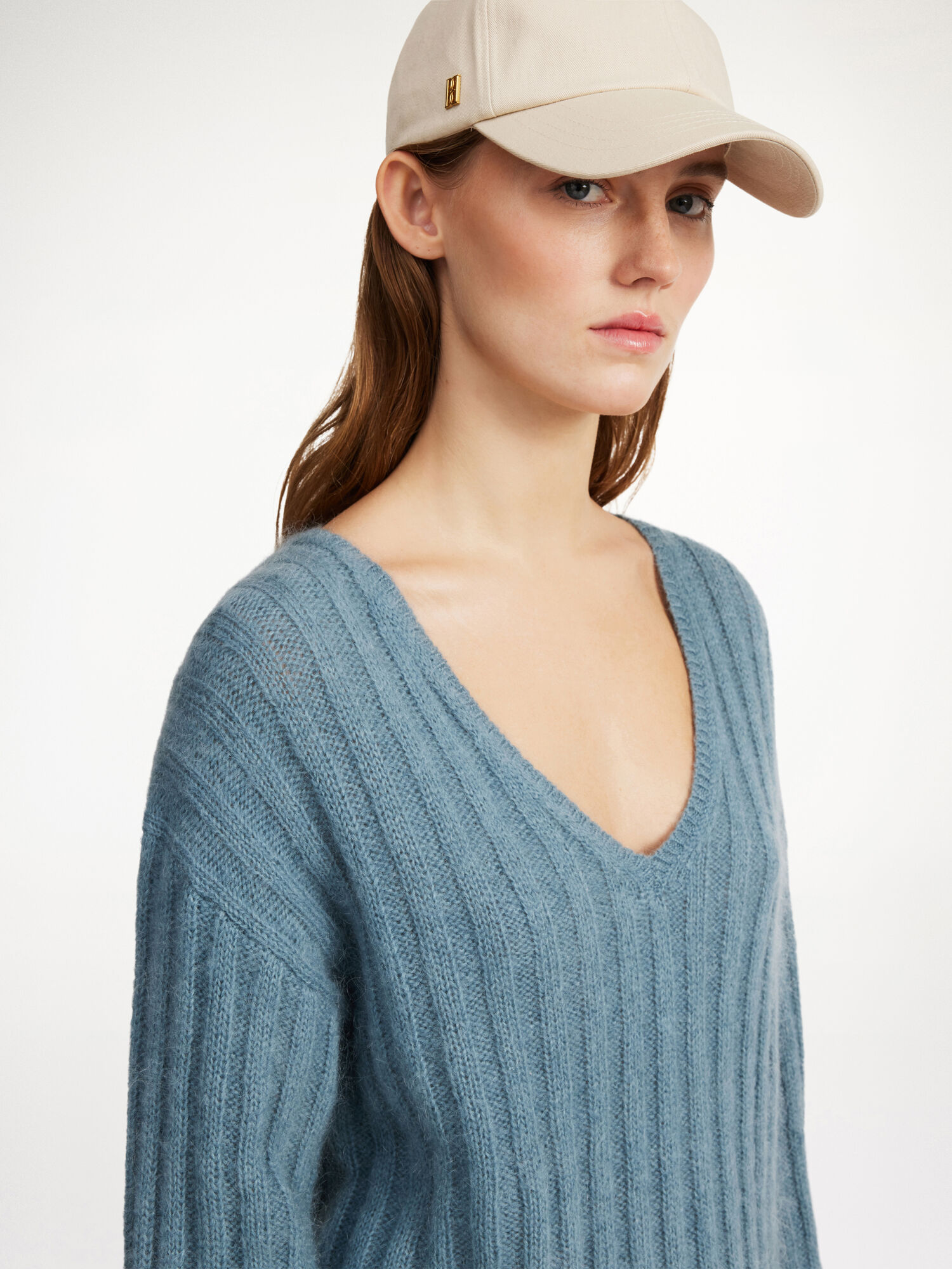 By Malene Birger Cimone Ribbed Sweater Gebreide Kleding Cool Water | BE_BB16086