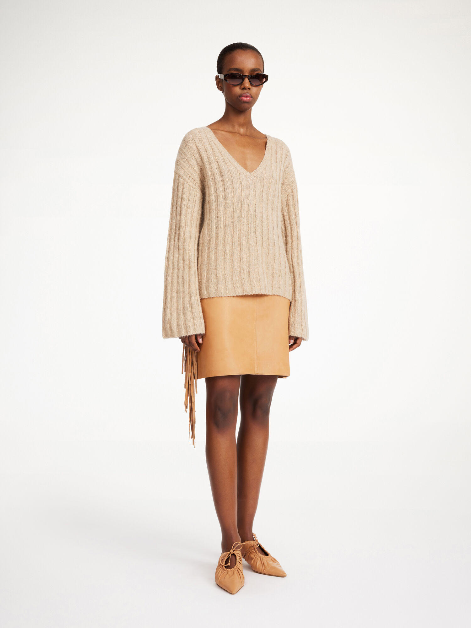 By Malene Birger Cimone Ribbed Sweater Gebreide Kleding Beige | BE_BB76056