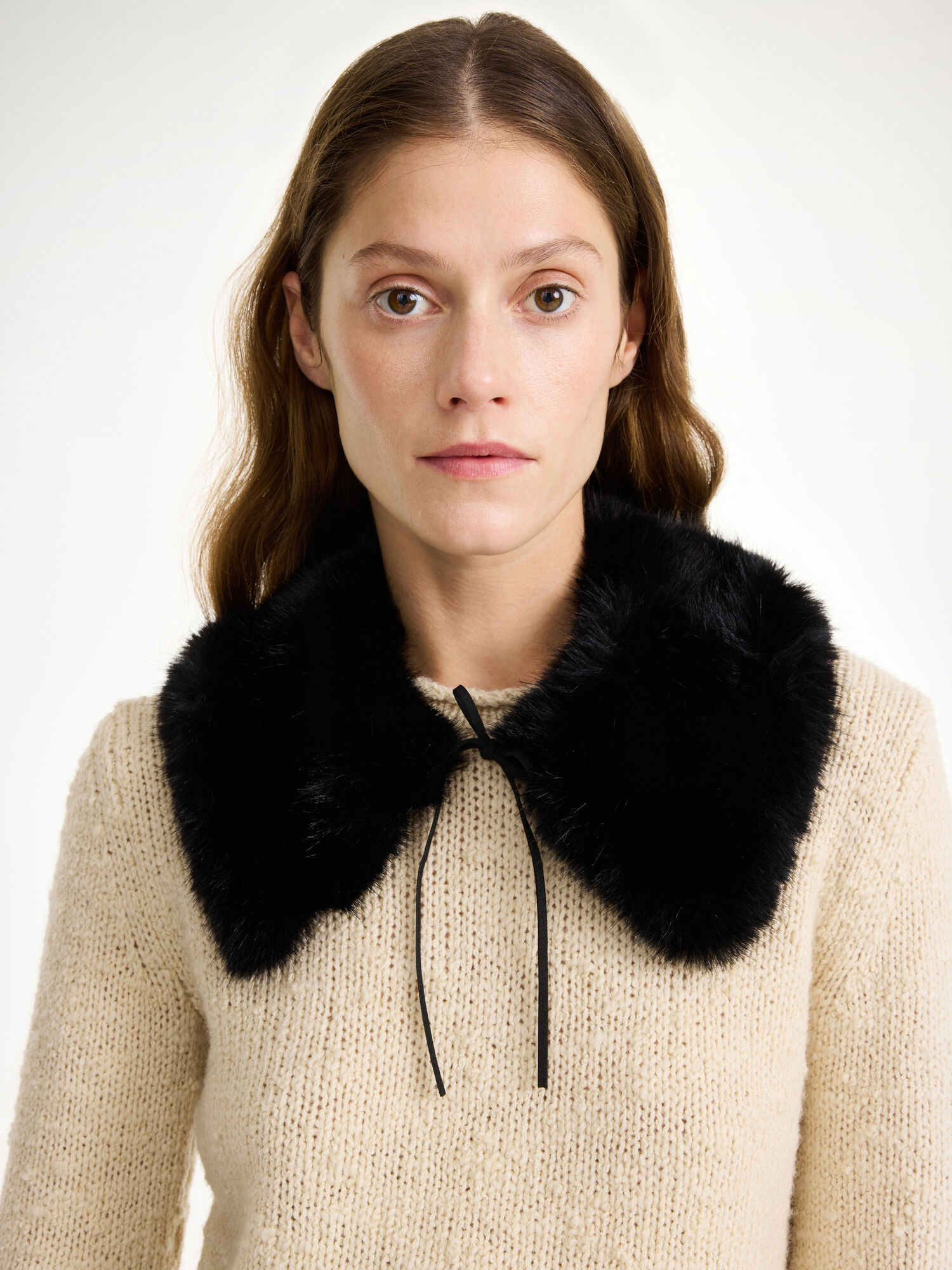 By Malene Birger Cowie Faux Fur Collar Sjaals Zwart | BE_BB20390