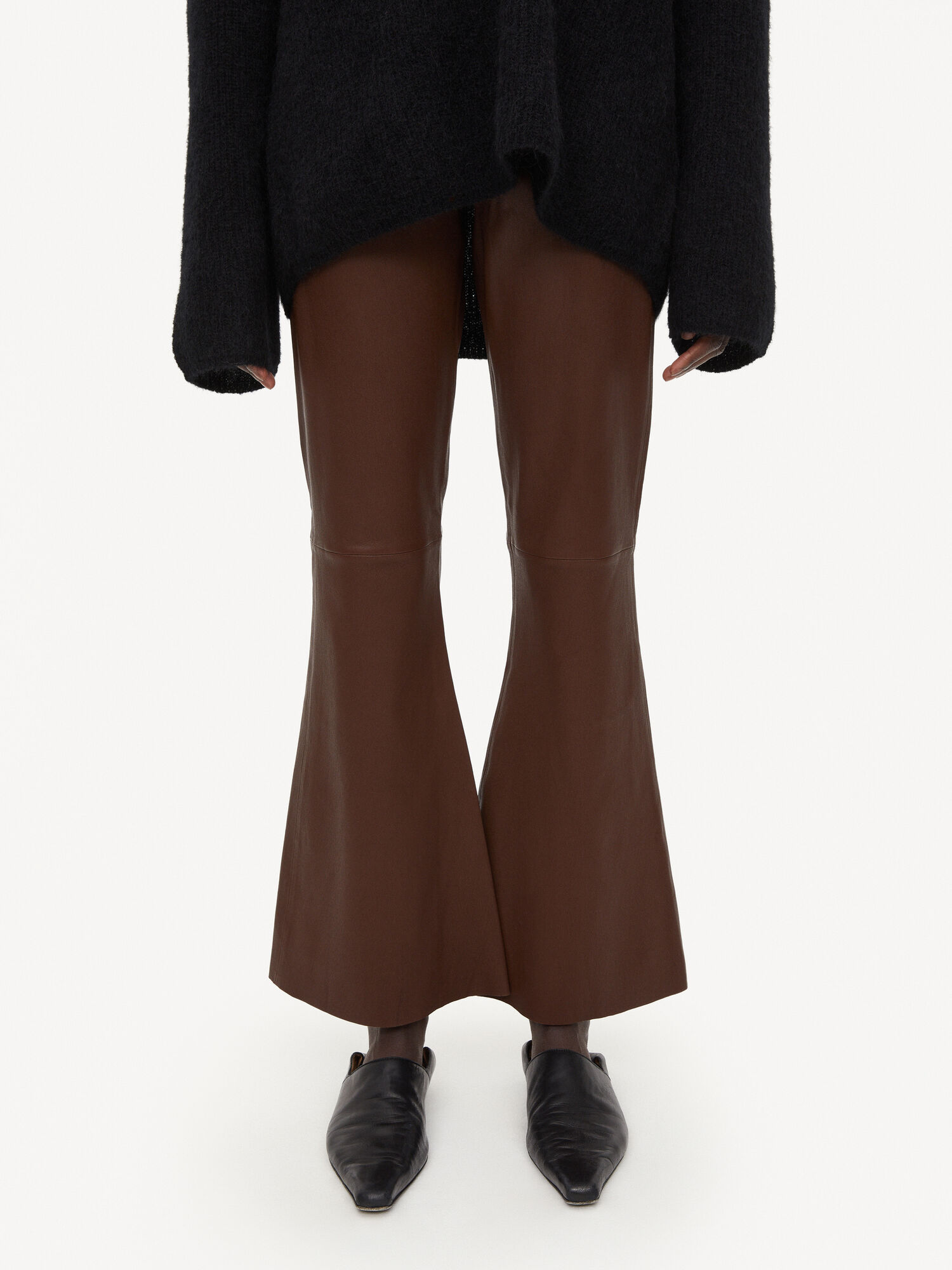 By Malene Birger Evyline Cropped Leather Broek Chestnut | BE_BB56149