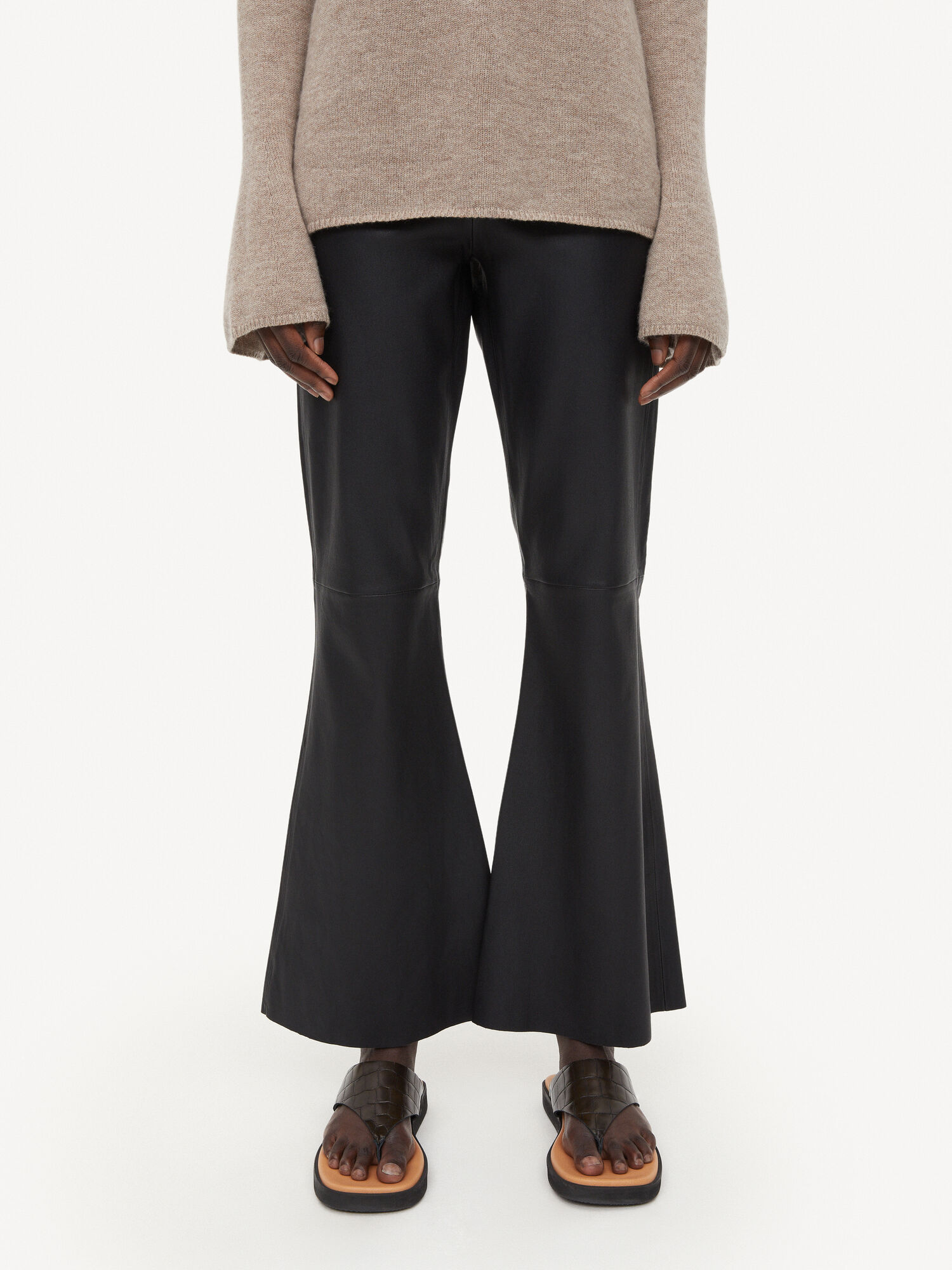 By Malene Birger Evyline Cropped Leather Broek Zwart | BE_BB17935