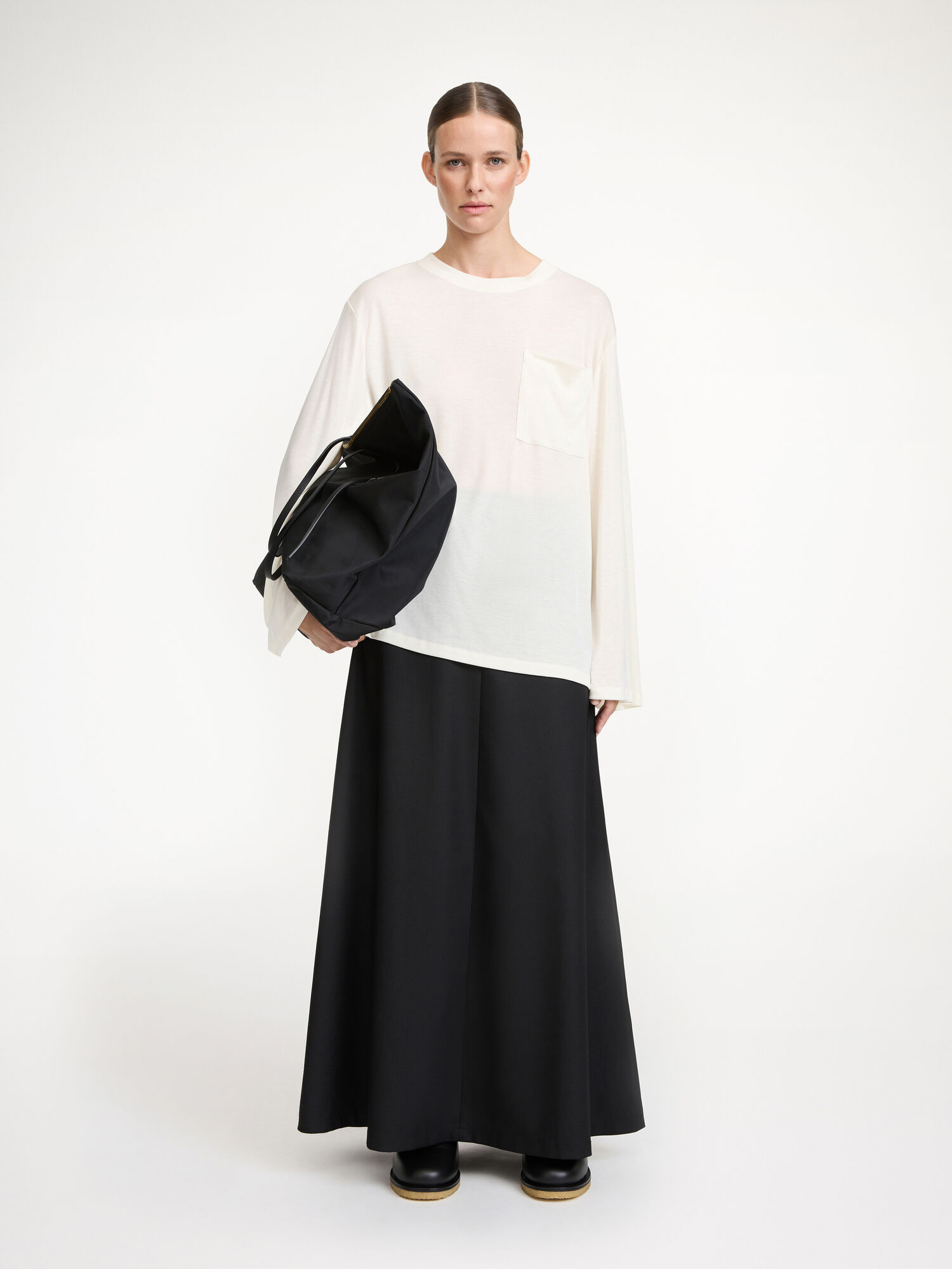 By Malene Birger Fayeh Oversized Longsleeve Topjes Wit | BE_BB30646