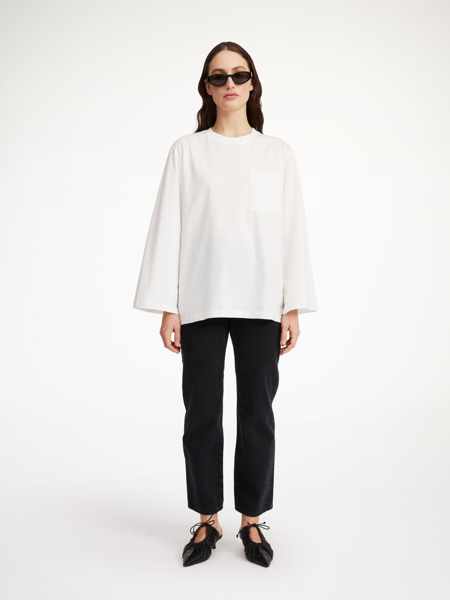 By Malene Birger Fayeh Oversized Longsleeve Topjes Wit | BE_BB62099