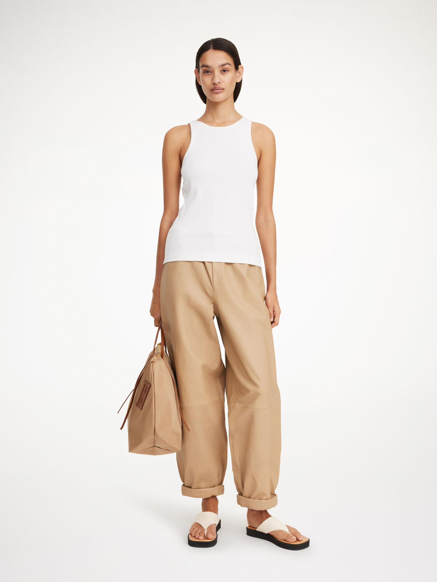 By Malene Birger Joanni Leather Broek Beige | BE_BB91311