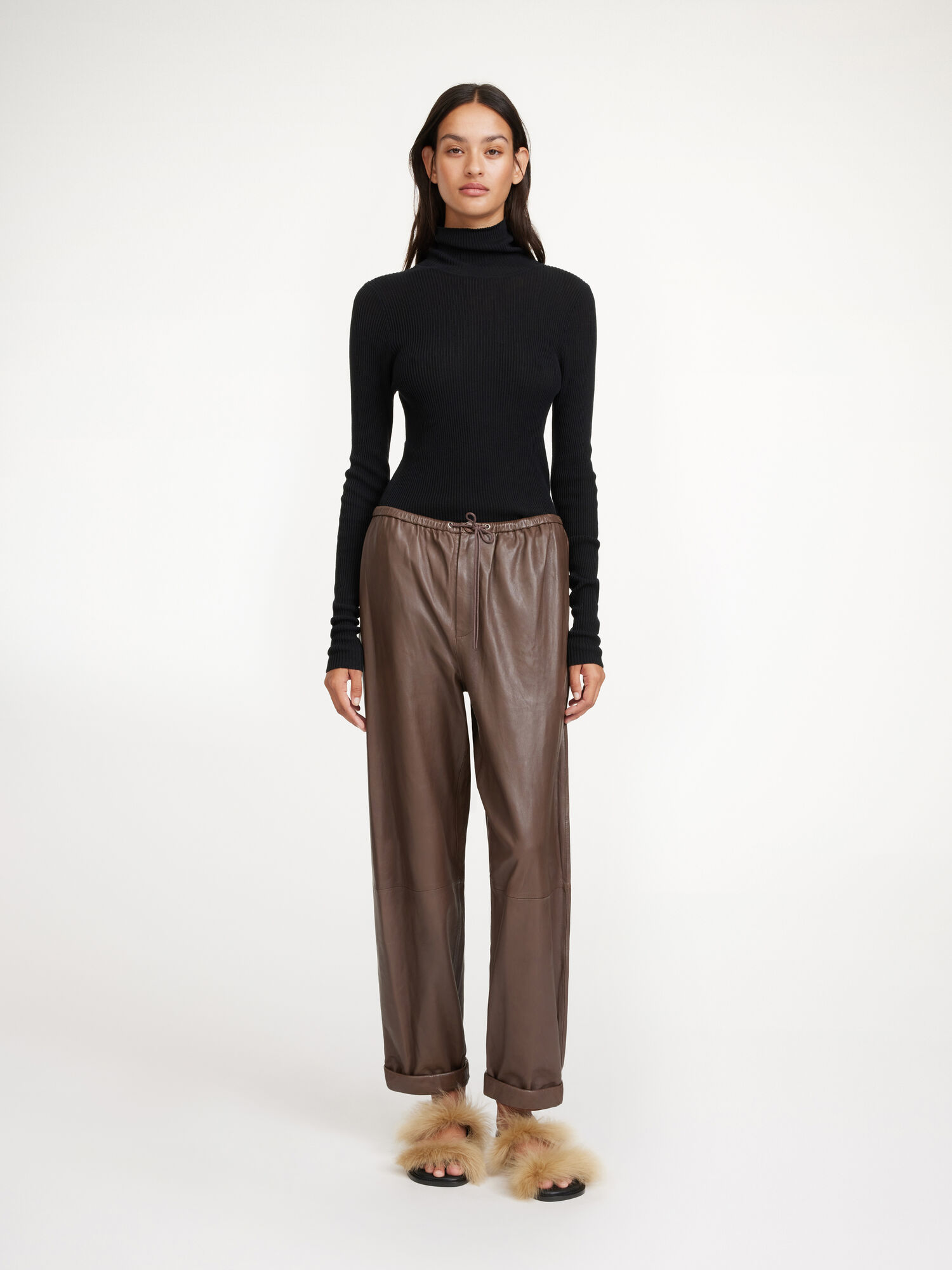 By Malene Birger Joanni Leather Broek Bruin | BE_BB45302