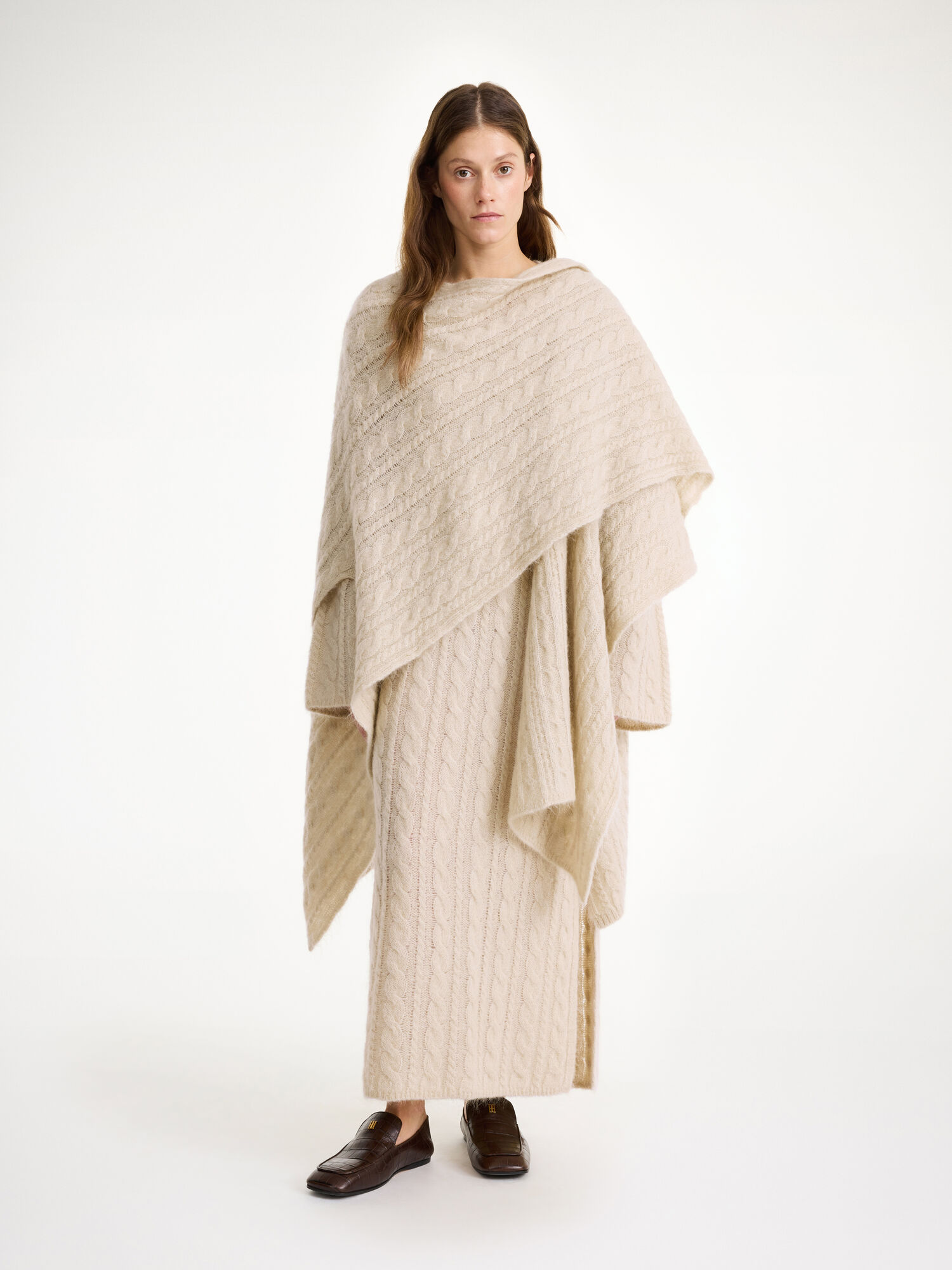 By Malene Birger Kassillas Wool-blend Poncho Gebreide Kleding Oyster Gray | BE_BB27065