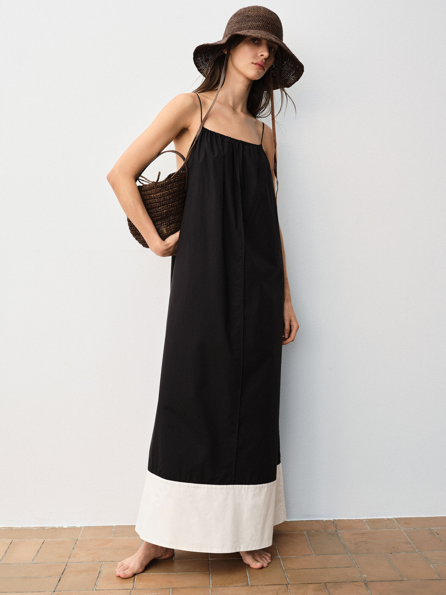 By Malene Birger Lanney Organic Cotton Maxi Jurk Zwart Wit | BE_BB42145