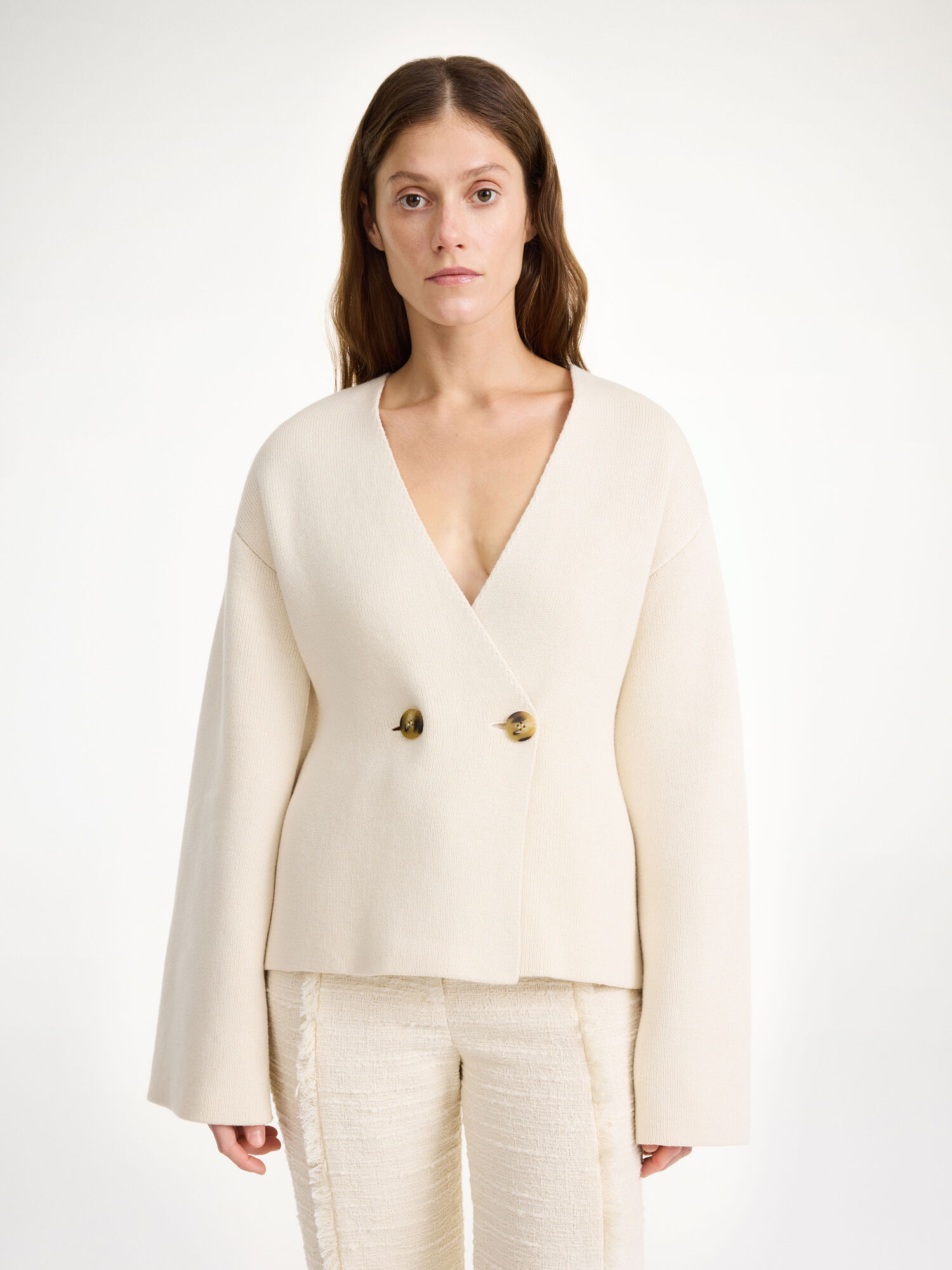 By Malene Birger Tinley Wool-blend Cardigan Gebreide Kleding Wit | BE_BB26035