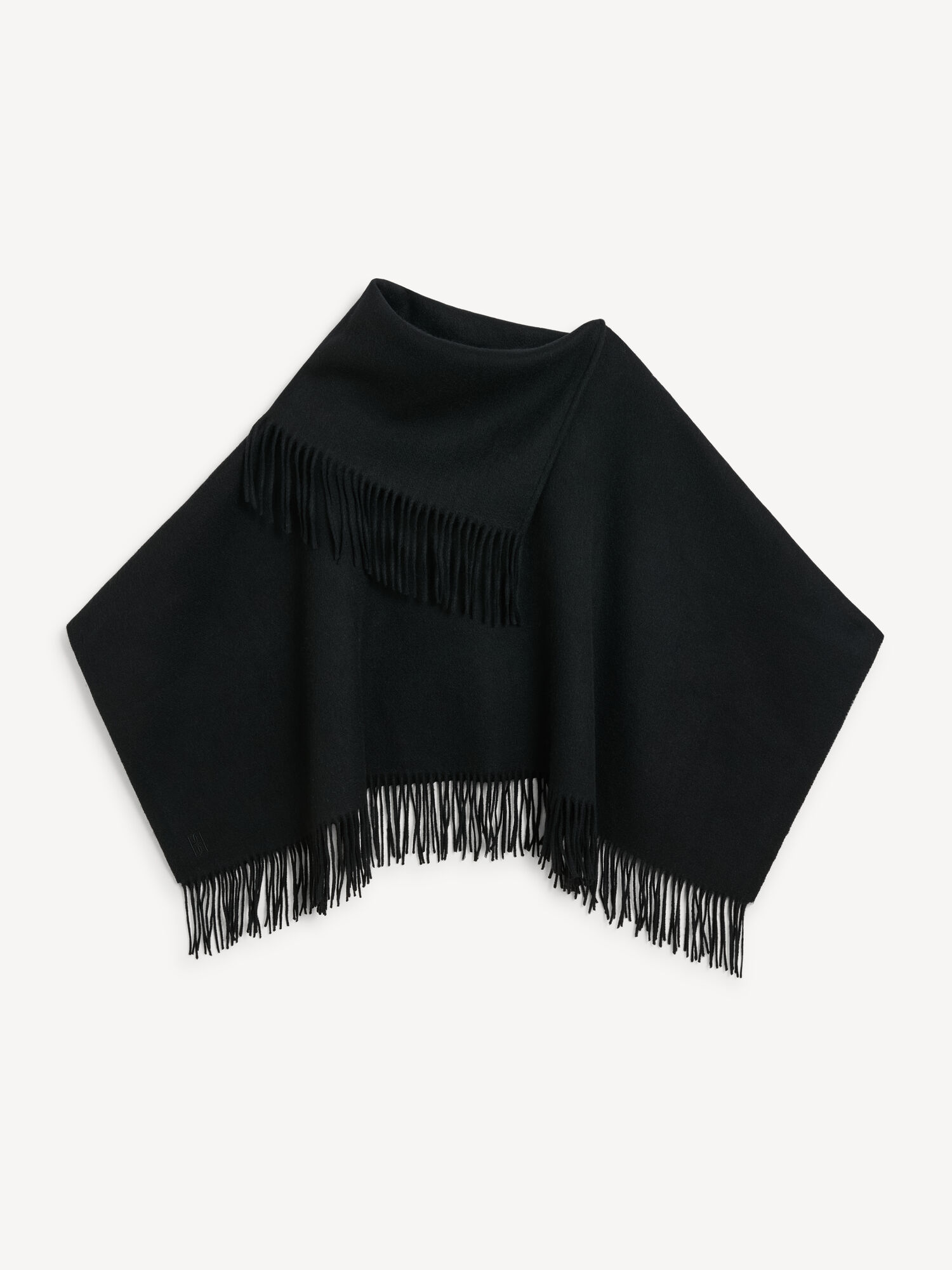 By Malene Birger Turtma Wool Fringe Bib Sjaals Zwart | BE_BB18405